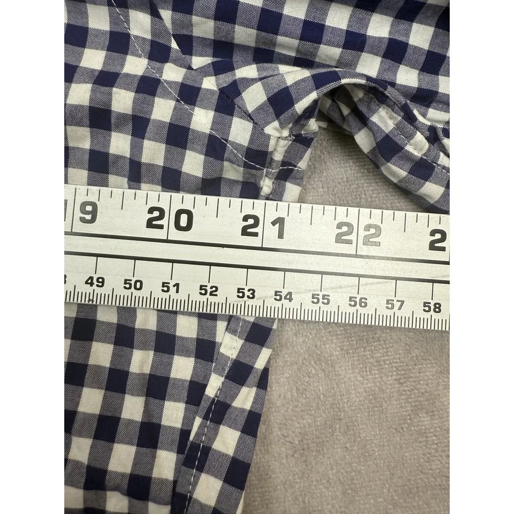 J. Crew Navy and White Gingham Button-Down Shirt